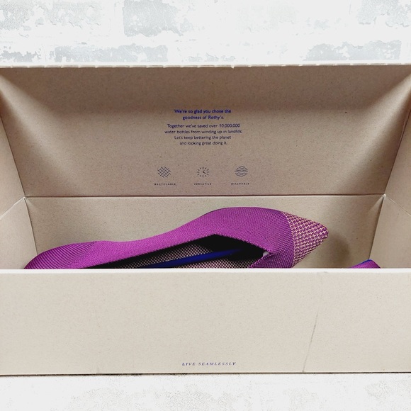 NEW Rothy's The Flat Purple Knit Gold Pointy Toe Slip On Loafers C691 - Picture 8 of 10